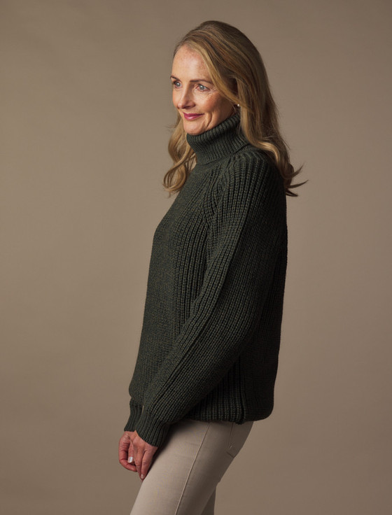 aran cashmere Women's Merino Ribbed Turtleneck Sweater‎‎‎