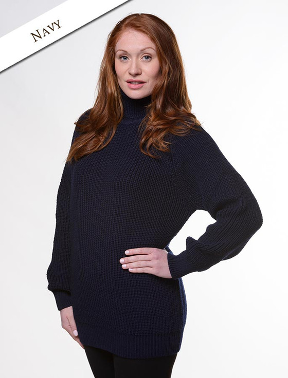 Aran Cashmere Women's Merino Ribbed Turtleneck Sweater‎‎