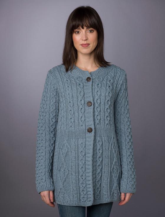 Aran Cashmere Women's Merino Wool A-Line Fit Cardigan‎‎