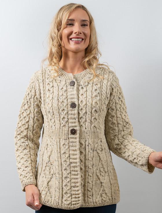 aran cashmere Women's Merino Wool A-Line Fit Cardigan