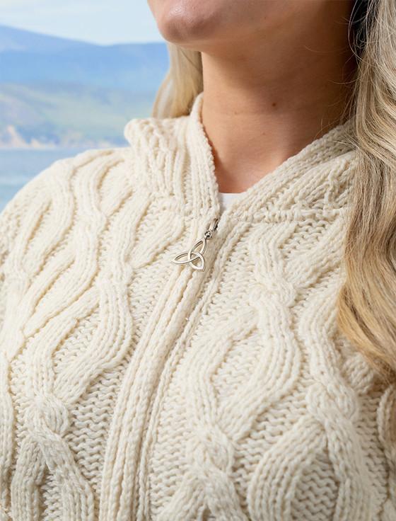 Aran Cashmere Women's Merino Wool Cable Knit Hoodie‎‎‎