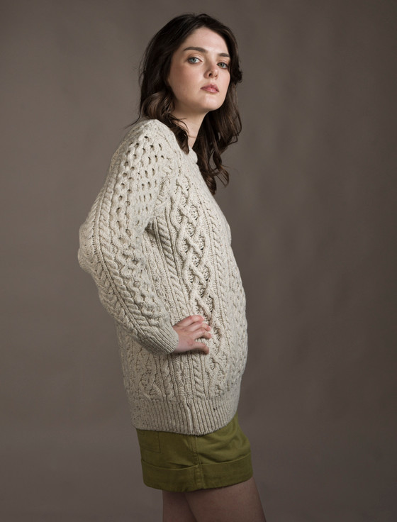 Aran Cashmere Women's Oversized Wool Cashmere Aran Sweater