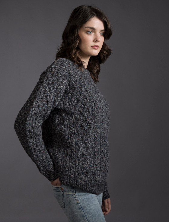 Aran Cashmere Women's Oversized Wool Cashmere Aran Sweater