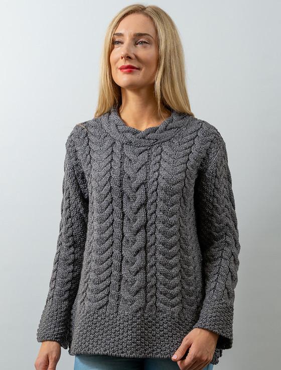 Aran Cashmere ‎Women's S‎i‎de S‎‎lit Tunic Aran‎ Swe‎ater