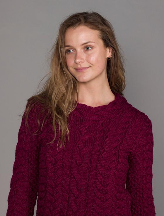 Aran Cashmere ‎Women's S‎ide S‎‎lit Tunic Aran‎ Swe‎ater