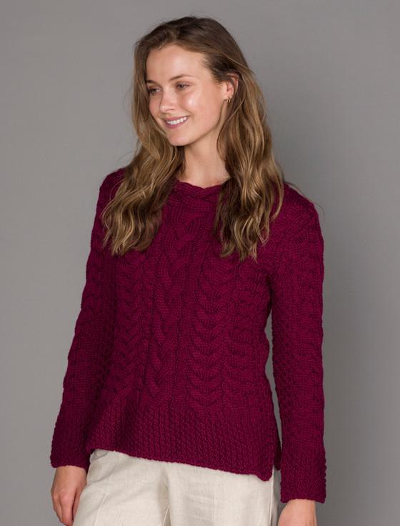 aran cashmere ‎Women's S‎ide S‎‎lit Tunic Aran‎ Swe‎ater