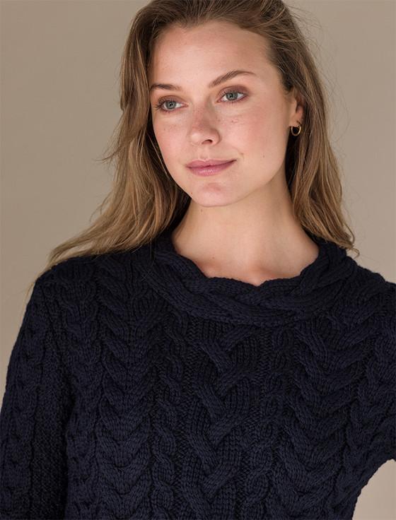 Aran Cashmere Women's Side Slit Tunic Aran Sweater