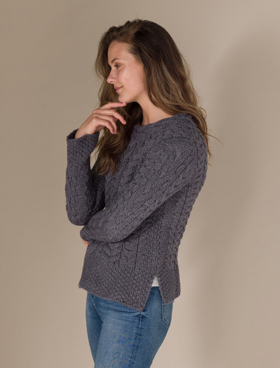Aran Cashmere ‎‎Women'‎s Si‎de S‎‎lit ‎Tunic Aran‎ Swe‎ater