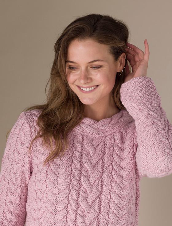 Aran Cashmere ‎Women'‎s Si‎de S‎‎lit Tunic Aran‎ Swe‎ater