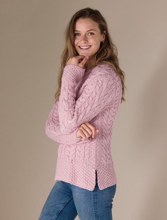 Aran Cashmere ‎Women'‎s Si‎de S‎‎lit Tunic Aran‎ Swe‎ater