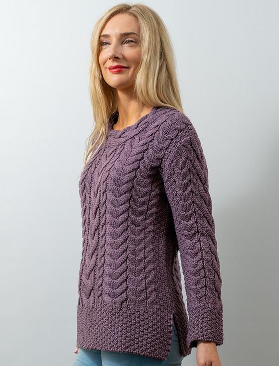 Aran Cashmere ‎Women's Si‎de S‎‎‎lit Tunic Aran‎ Swe‎ater