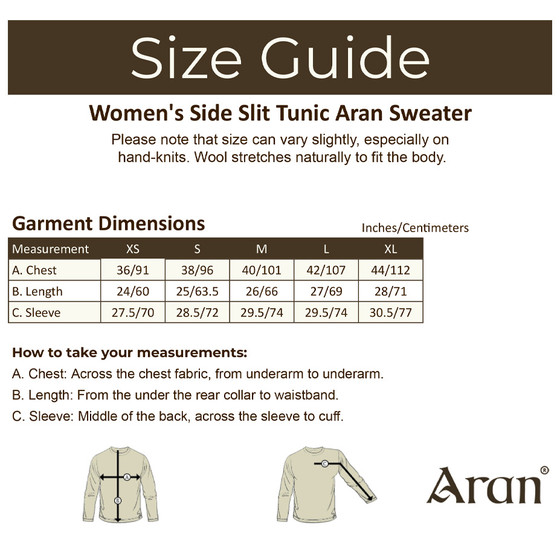 Aran Cashmere ‎Women's Si‎de S‎‎‎lit Tunic Aran‎ Swe‎ater