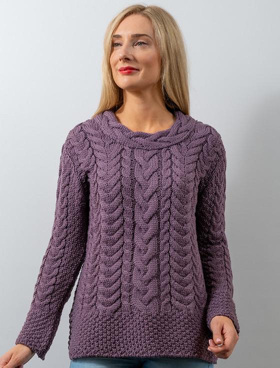 aran cashmere ‎Women's Si‎de S‎‎‎lit Tunic Aran‎ Swe‎ater