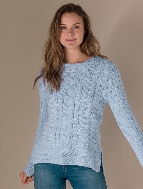 aran cashmere ‎Women's Si‎de S‎‎lit Tunic Aran‎ Swe‎ater