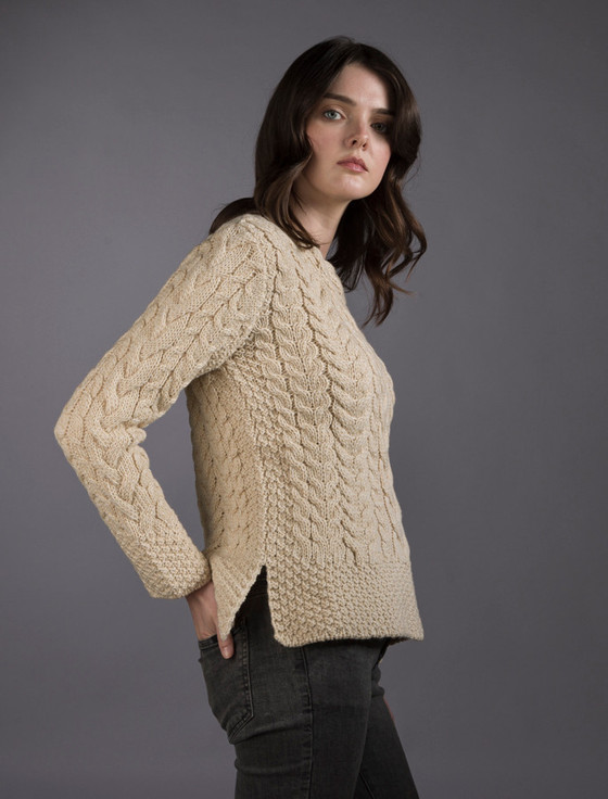 Aran Cashmere Women's Side Slit Tunic Aran Sweater