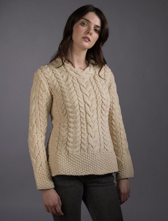 aran cashmere Women's Side Slit Tunic Aran Sweater