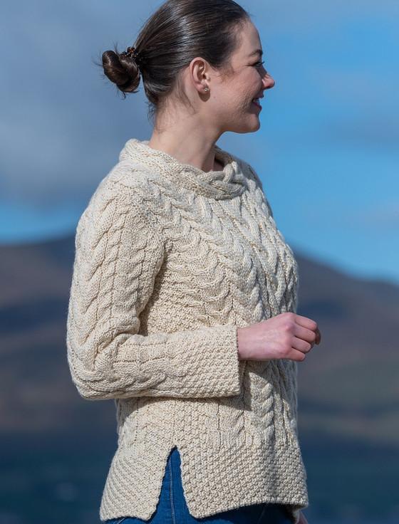 Aran Cashmere ‎Women's Side S‎‎lit Tunic Aran Swe‎ater