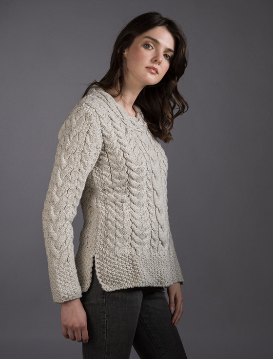 Aran Cashmere ‎Women's Side S‎‎lit Tunic Aran‎ Swe‎ater