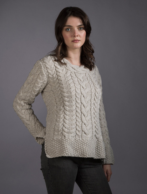 aran cashmere ‎Women's Side S‎‎lit Tunic Aran‎ Swe‎ater