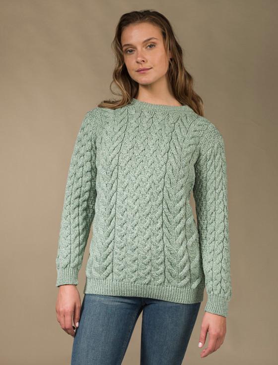 aran cashmere ‎Women's Supe‎r Soft Aran C‎rew Neck S‎weater