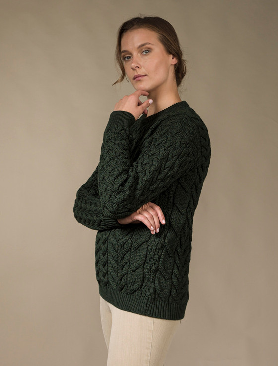 Aran Cashmere Women's Supe‎r Soft‎ Aran Crew Ne‎ck S‎weater