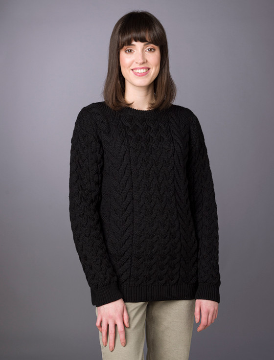 aran cashmere ‎Women's Supe‎r Soft Aran ‎Crew Neck S‎weater
