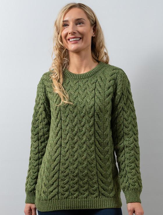 Aran Cashmere Women's Super Soft Aran Crew Neck Sweater