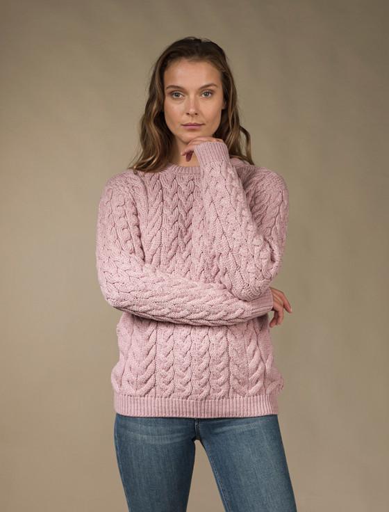 Aran Cashmere Women's Super Soft Aran Crew Neck Sweater