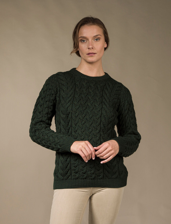 Aran Cashmere Women's Super Soft Aran Crew Neck Sweater