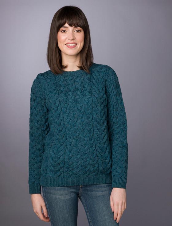 aran cashmere Women's Super Soft Aran Crew Neck Sweater‎‎‎‎‎
