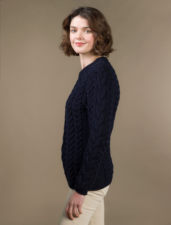 Aran Cashmere Women's Super Soft Aran Crew Neck Sweater