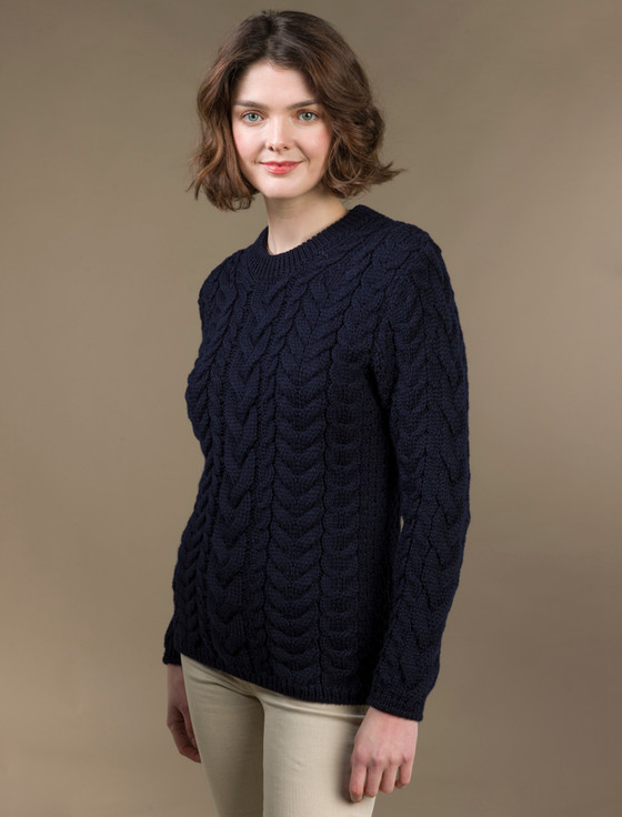 aran cashmere Women's Super Soft Aran Crew Neck Sweater‎