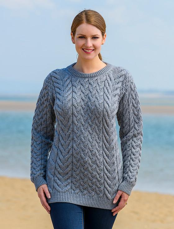 aran cashmere Women's Super Soft Aran Crew Neck Sweater‎‎‎