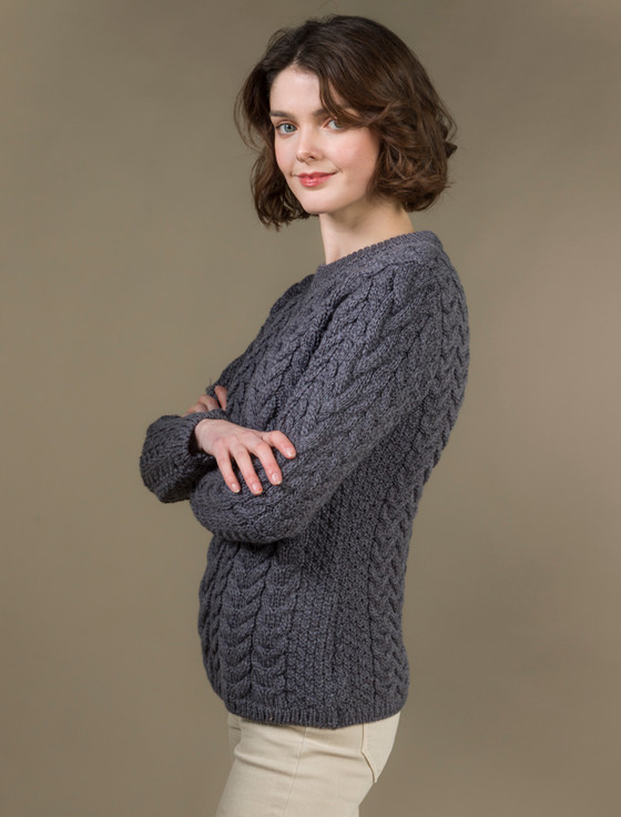 Aran Cashmere Women's Super Soft Aran Crew Neck Sweater