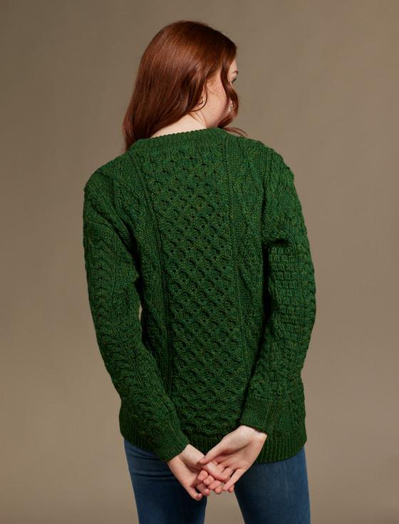 Aran Cashmere Women's Traditional Aran Wool Crew Neck Sweater