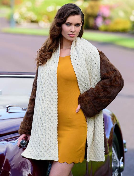 Aran Cashmere Women's Wool Cashmere Aran Honeycomb Scarf