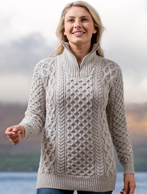 Aran Cashmere Womens Heavyweight Merino Wool Aran Troyer‎‎‎‎‎
