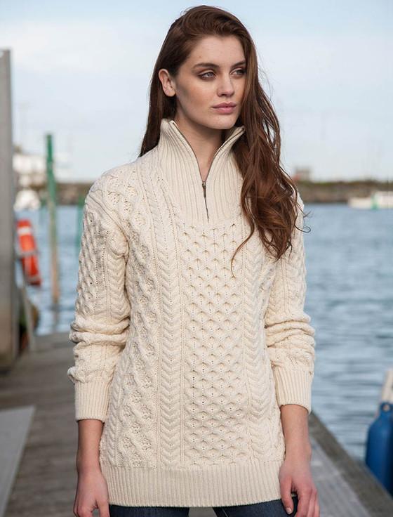 aran cashmere Womens Heavyweight Merino Wool Aran Troyer