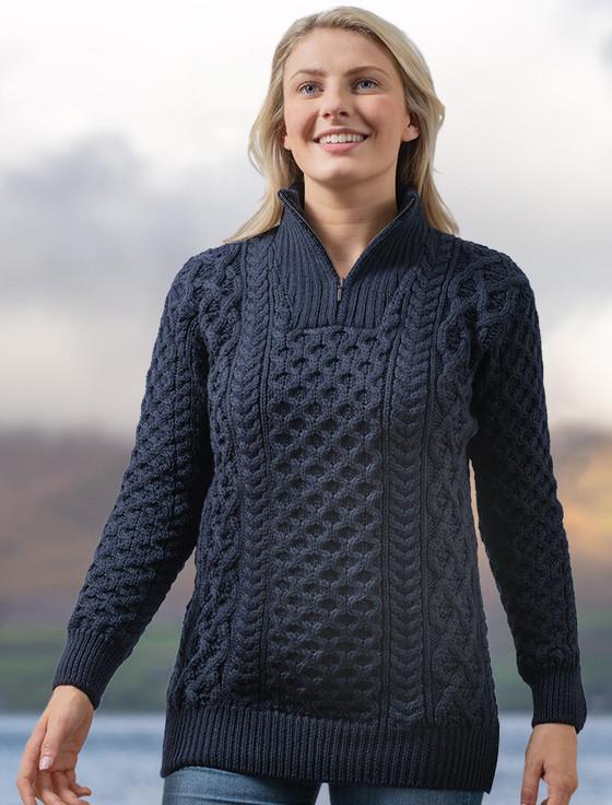 aran cashmere Womens Heavyweight Merino Wool Aran Troyer‎‎‎‎