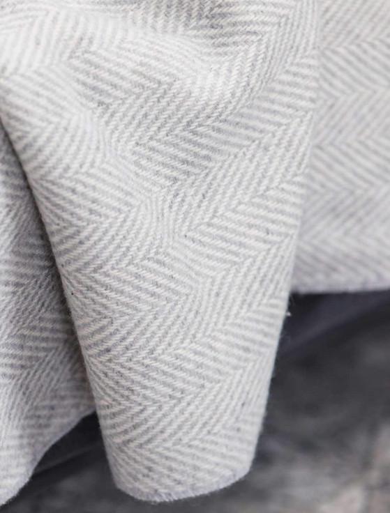 Aran Cashmere Wool And Cashmere Throw - Pearl Grey Herringbone