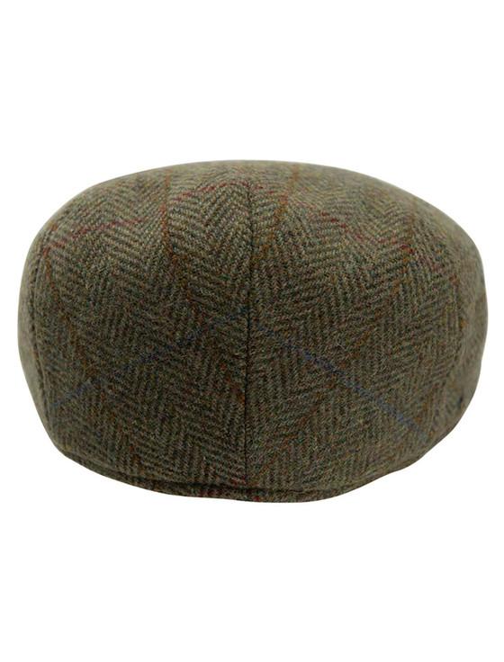 Aran Cashmere Wool Box Check Flat Cap - Kiwi Herringbone