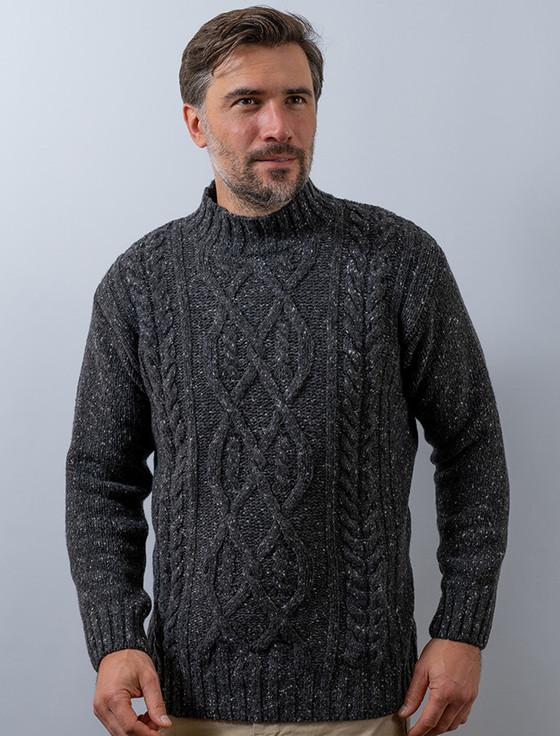 Aran Cashmere ‎Wool Ca‎shmere Ara‎‎‎n Mock Turtleneck Sweater