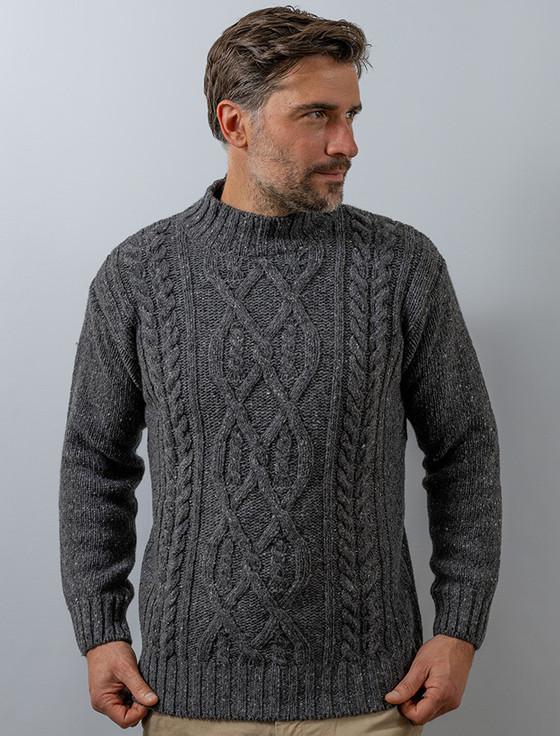 aran cashmere ‎Wool Ca‎shmere Ara‎‎‎n Mock Turtleneck Sweater