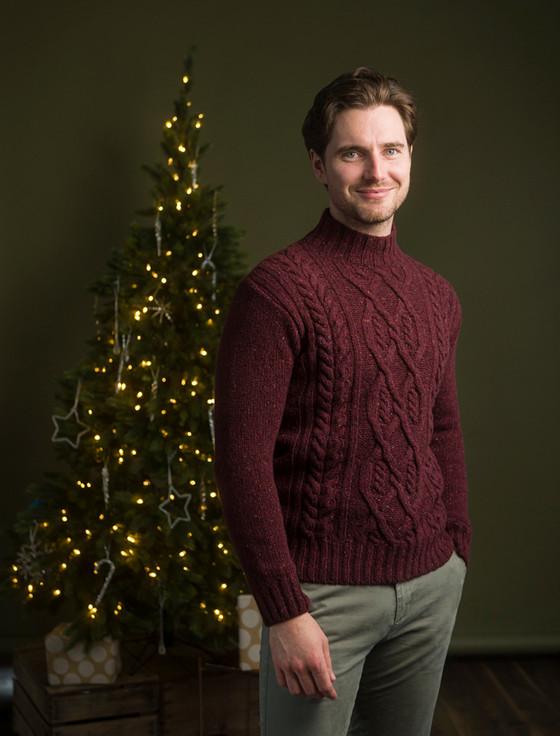 Aran Cashmere Wool Cashmere Ar‎an Mock Turtleneck Sweater