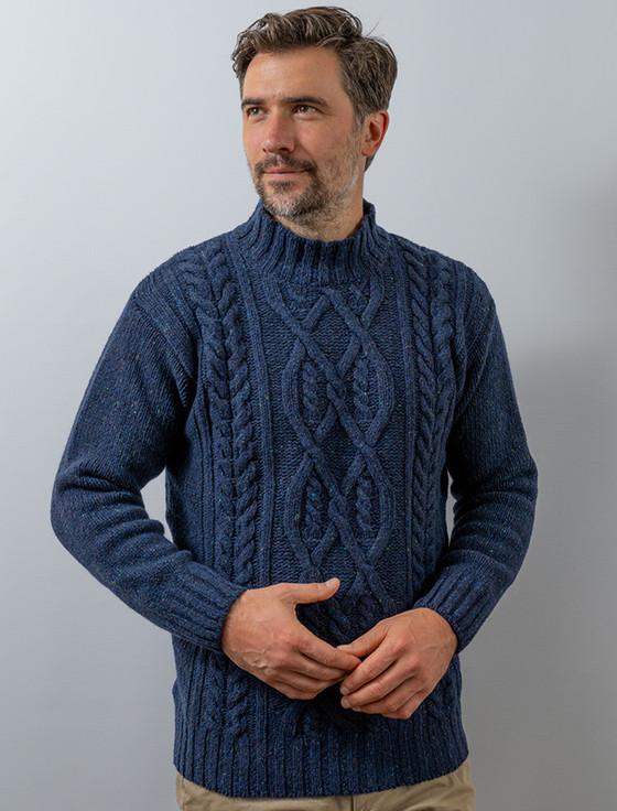 aran cashmere ‎Wool Cashmere Ara‎‎n Mock Turtlen‎eck Sweater