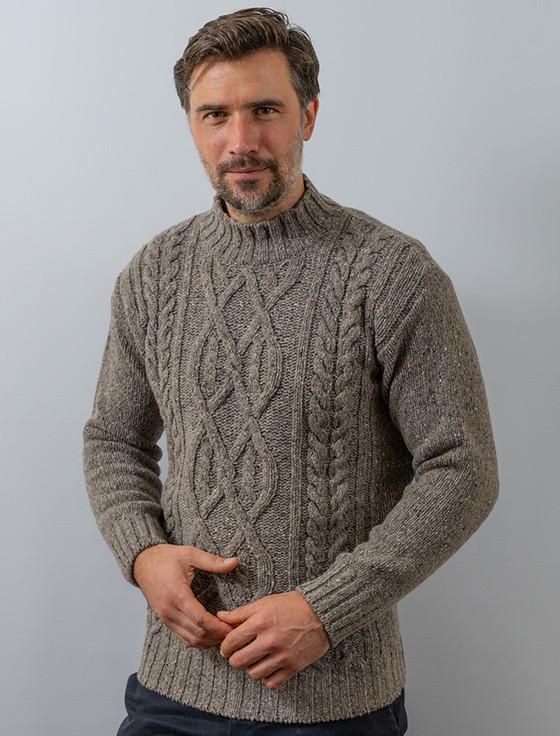 aran cashmere ‎Wool Cashmere Ara‎‎n Mock Turtleneck Sweater