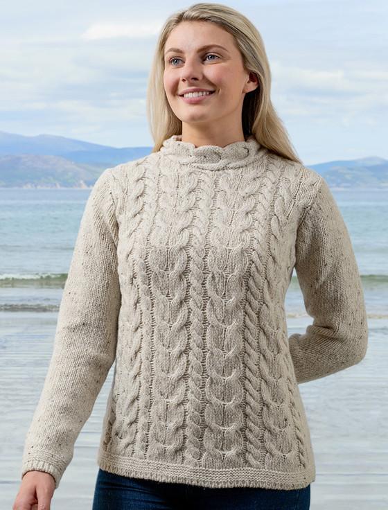 Aran Cashmere Wool Cashmere Aran Horseshoe Cable Sweater