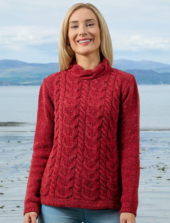 Aran Cashmere Wool Cashmere Aran Horseshoe Cable Sweater‎‎