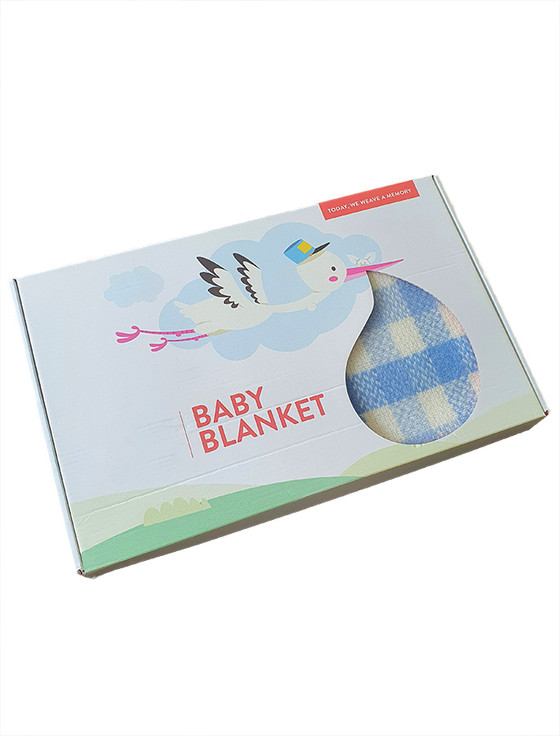 Aran Cashmere Wool Cashmere Baby Throw - Blue Block Check