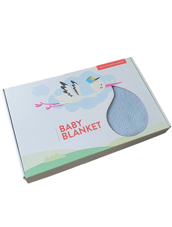 Aran Cashmere Wool Cashmere Baby Throw - Blue Herringbone